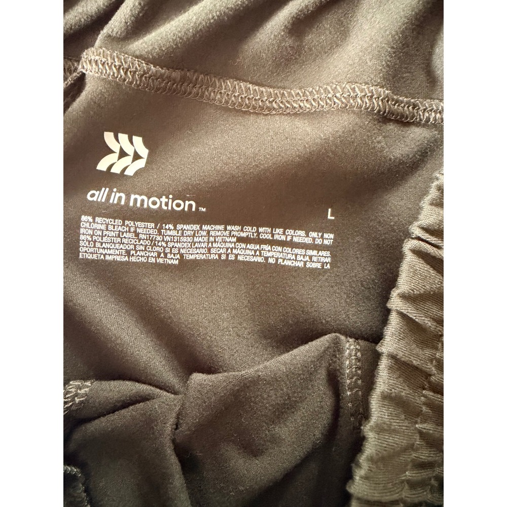 All in Motion Womens Olive Green Athletic Shorts Large Elastic Waist Pockets L - Picture 2 of 3